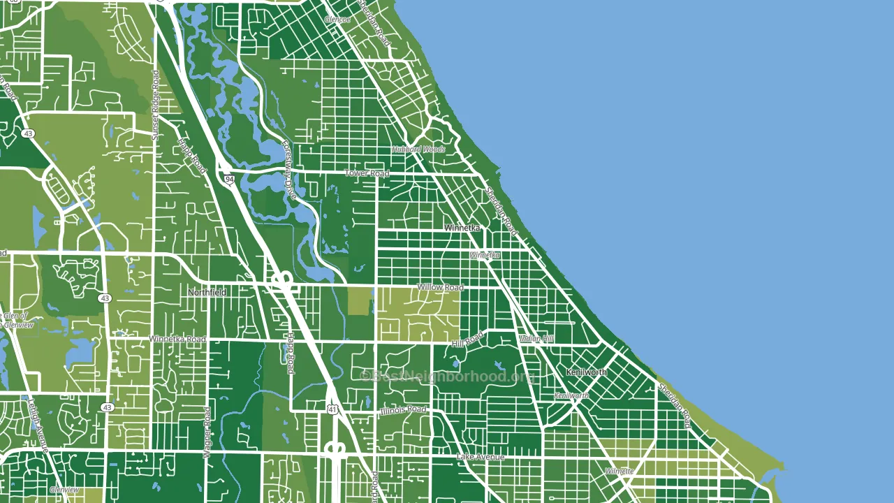 Winnetka, IL block-group voter-turnout map