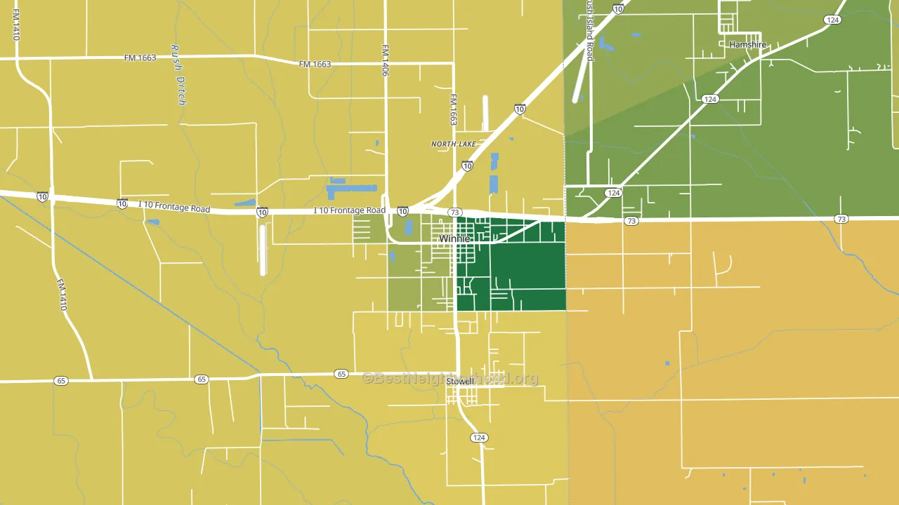 Winnie, TX block-group voter-turnout map
