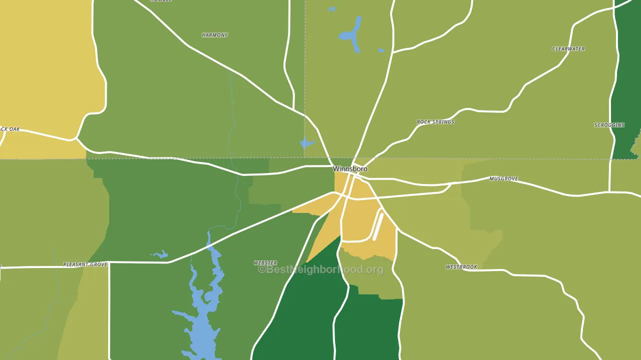 Winnsboro, TX block-group voter-turnout map