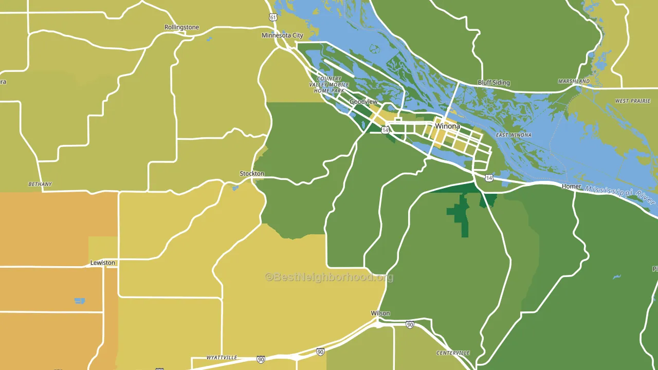 Winona County, MN block-group voter-turnout map