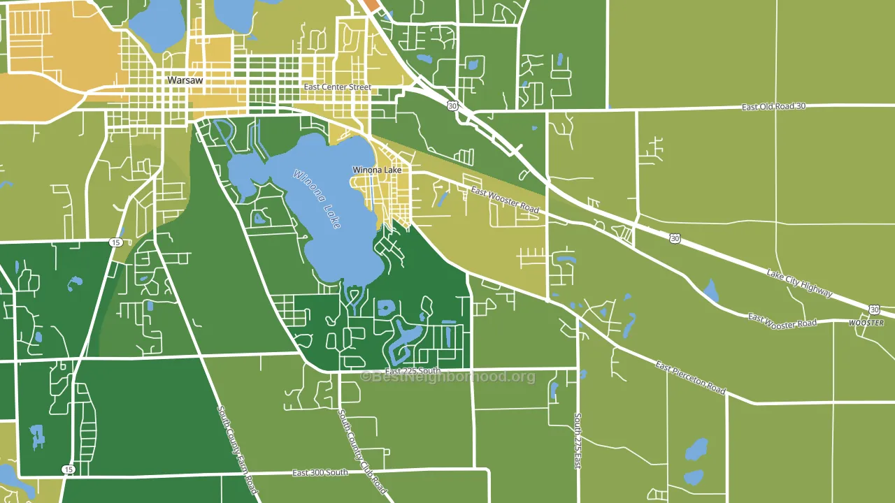 Winona Lake, IN block-group voter-turnout map