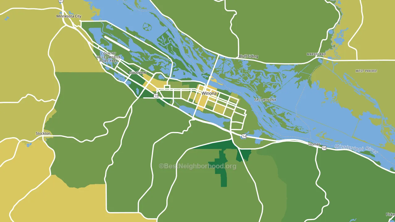 Winona, MN block-group voter-turnout map