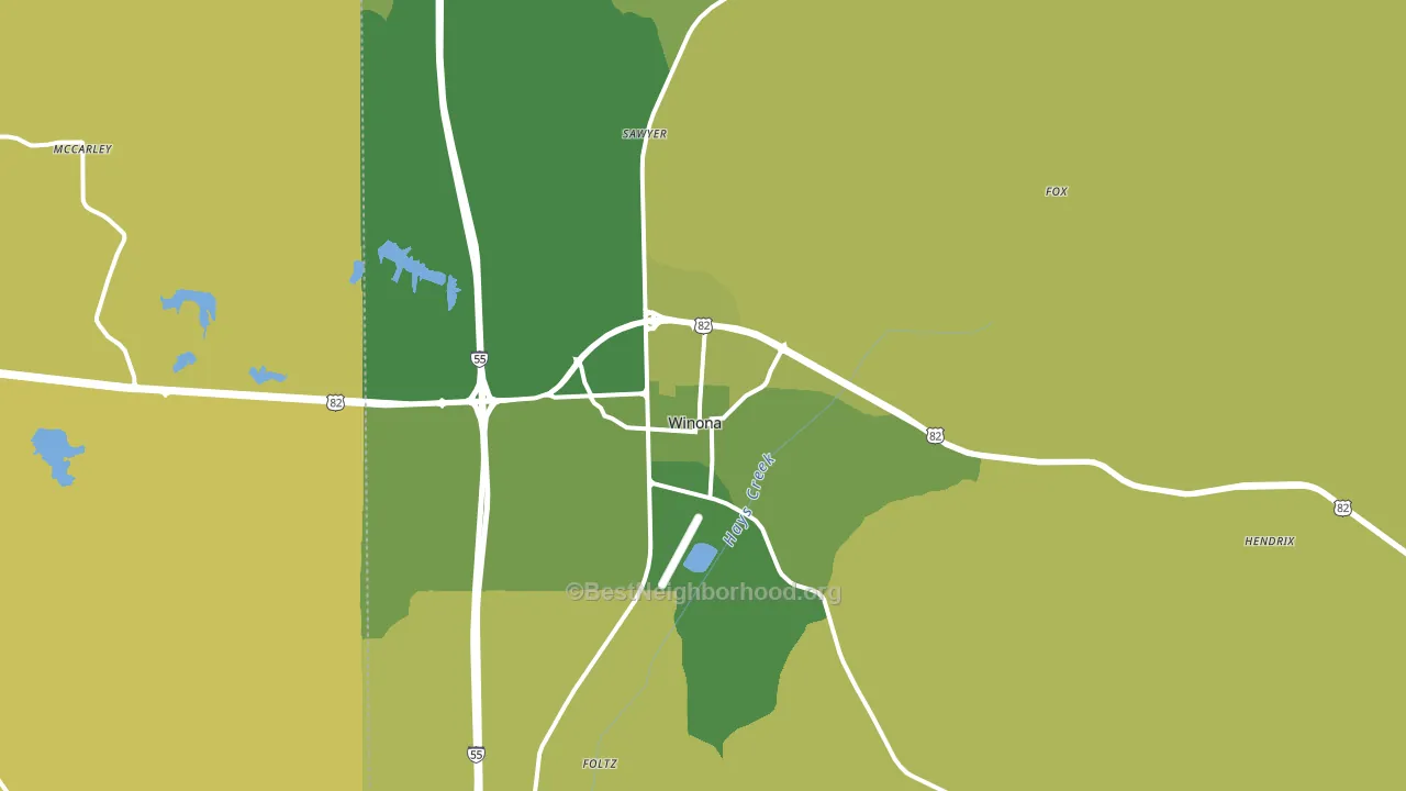 Winona, MS block-group voter-turnout map