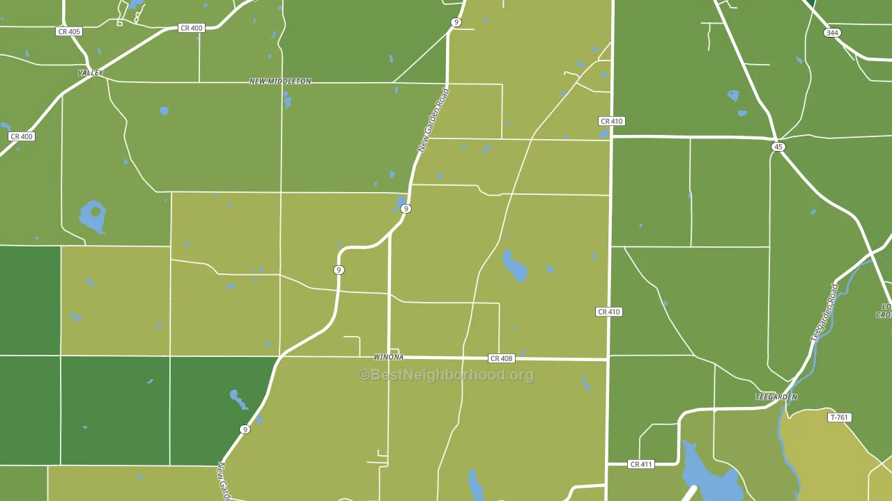 Winona, OH block-group voter-turnout map