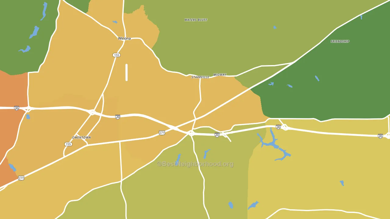 Winona, TX block-group voter-turnout map