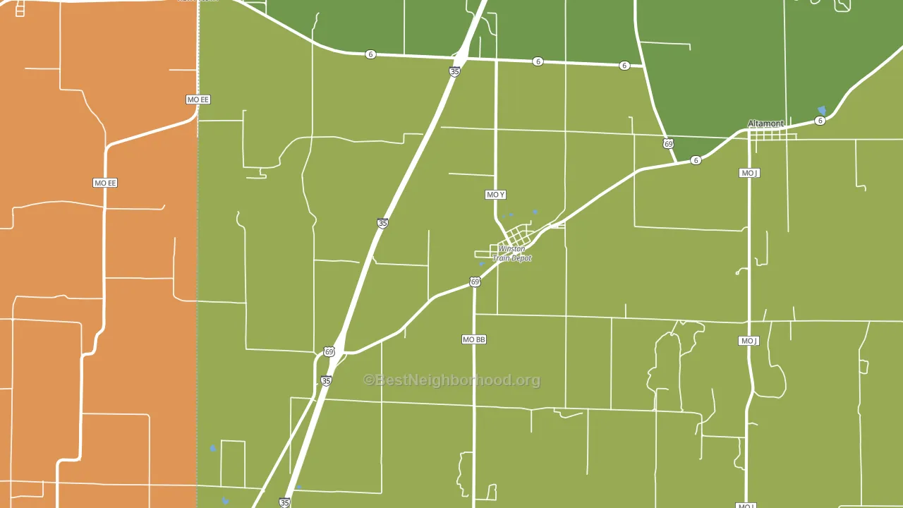 Winston, MO block-group voter-turnout map