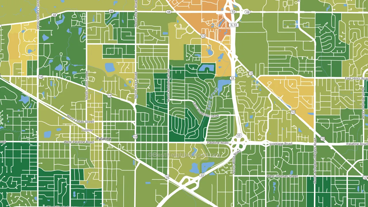 Winston Park, Palatine, IL block-group voter-turnout map