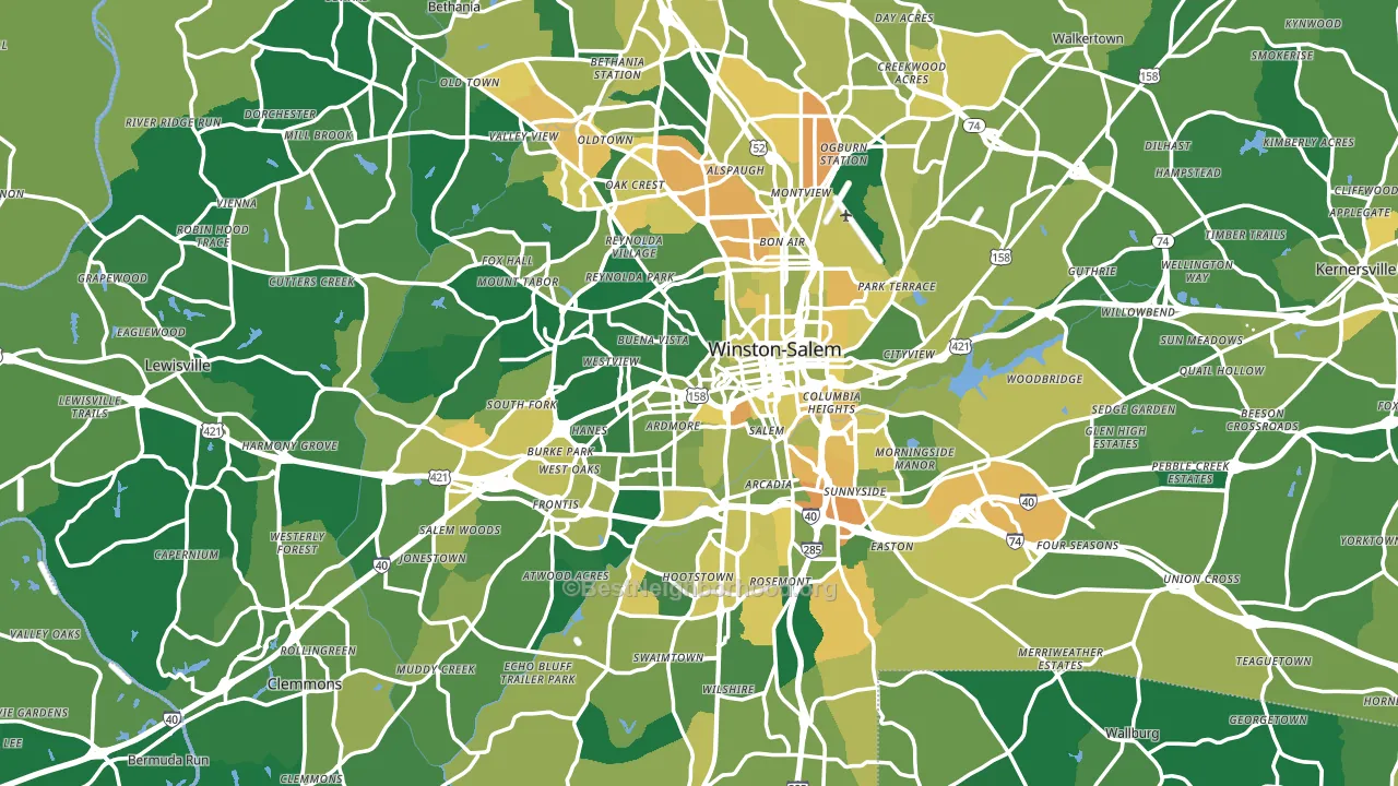 Winston-Salem, NC block-group voter-turnout map