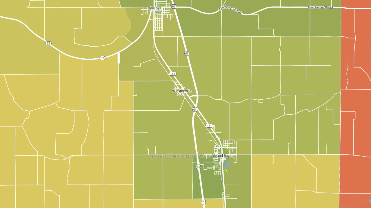 Winstonville, MS block-group voter-turnout map