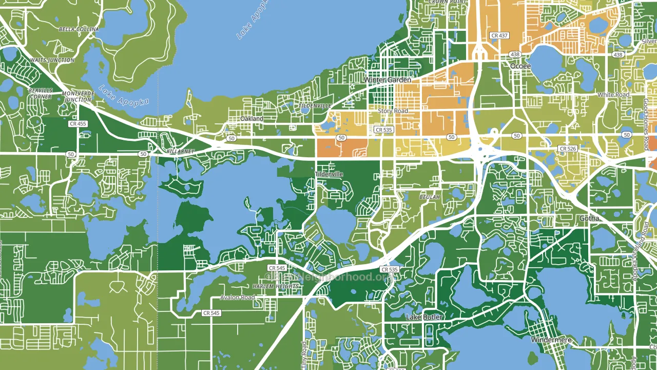 Winter Garden, FL block-group voter-turnout map