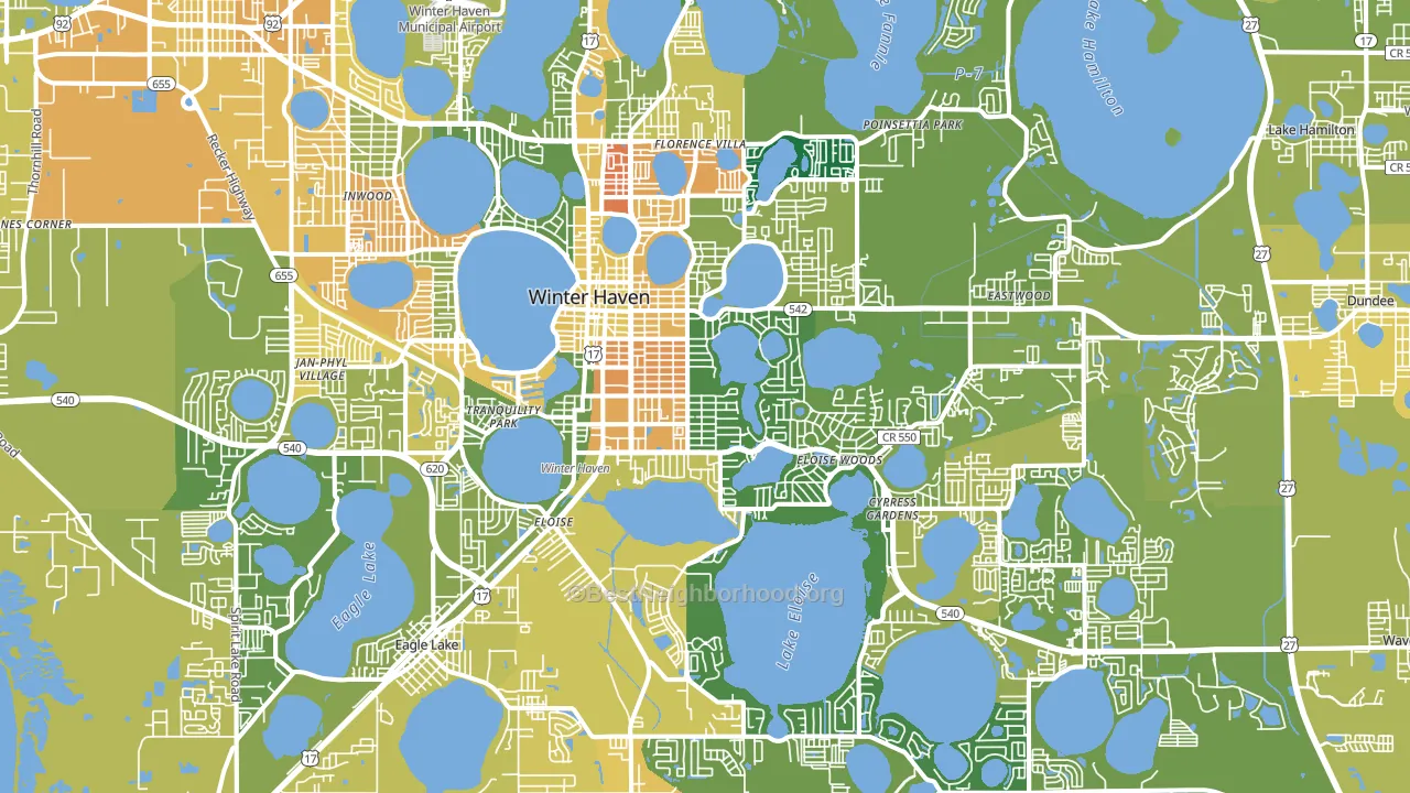 Winter Haven, FL block-group voter-turnout map