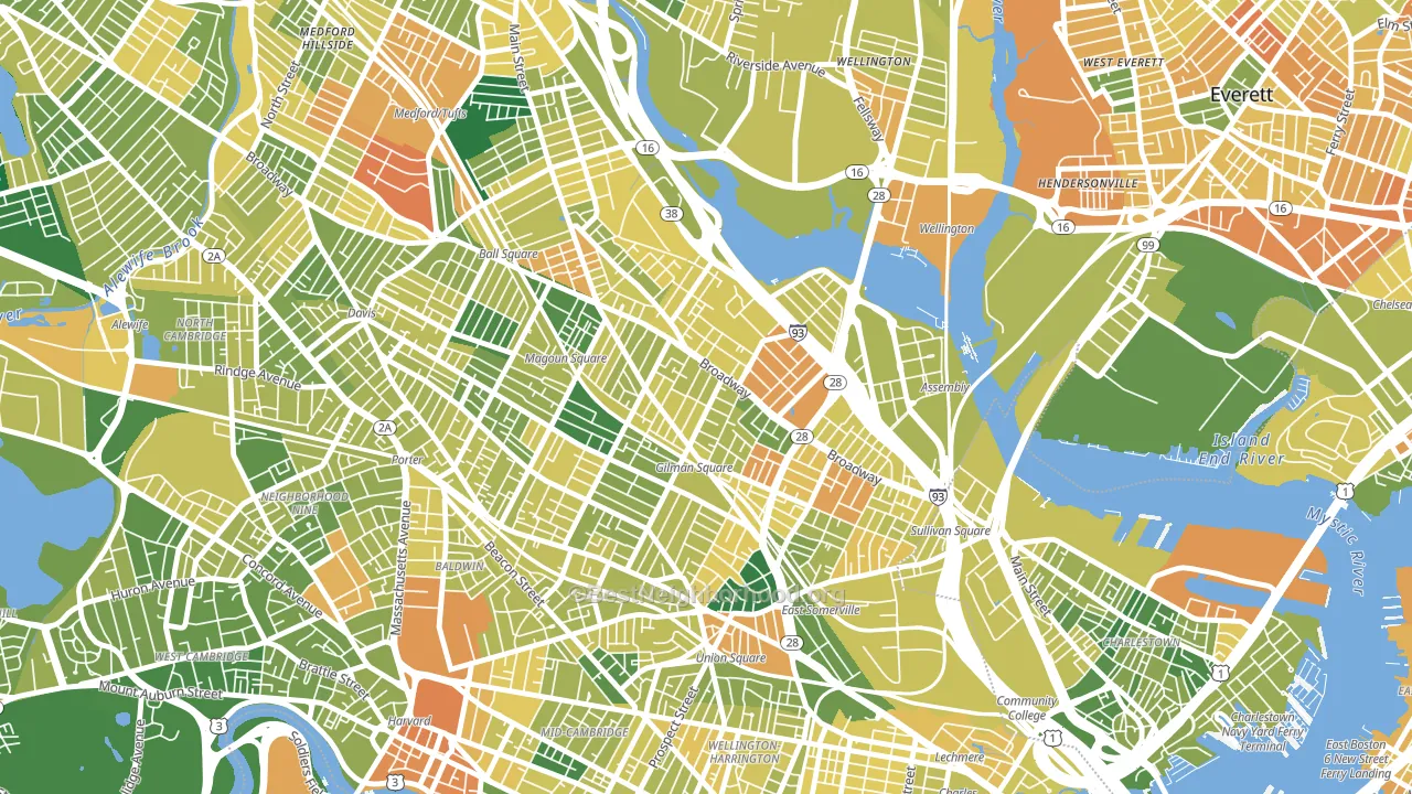 Winter Hill, Somerville, MA block-group voter-turnout map