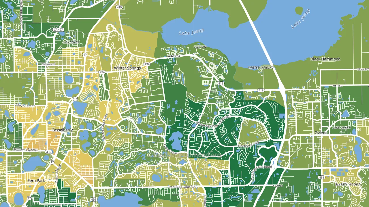 Winter Springs, FL block-group voter-turnout map