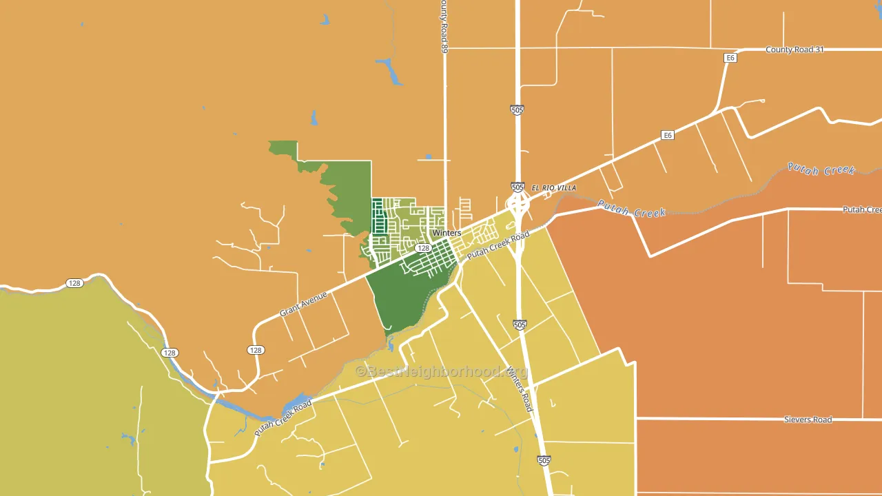 Winters, CA block-group voter-turnout map