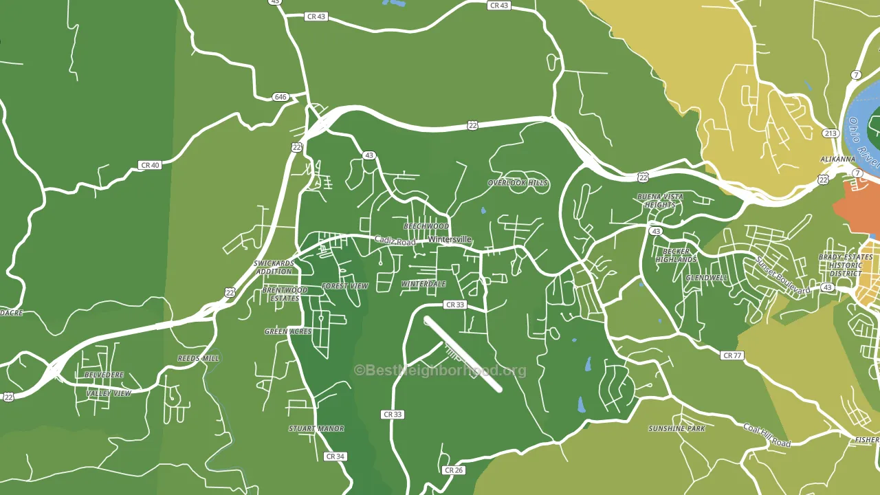 Wintersville, OH block-group voter-turnout map
