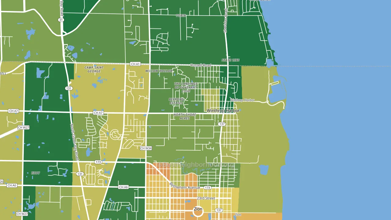 Winthrop Harbor, IL block-group voter-turnout map