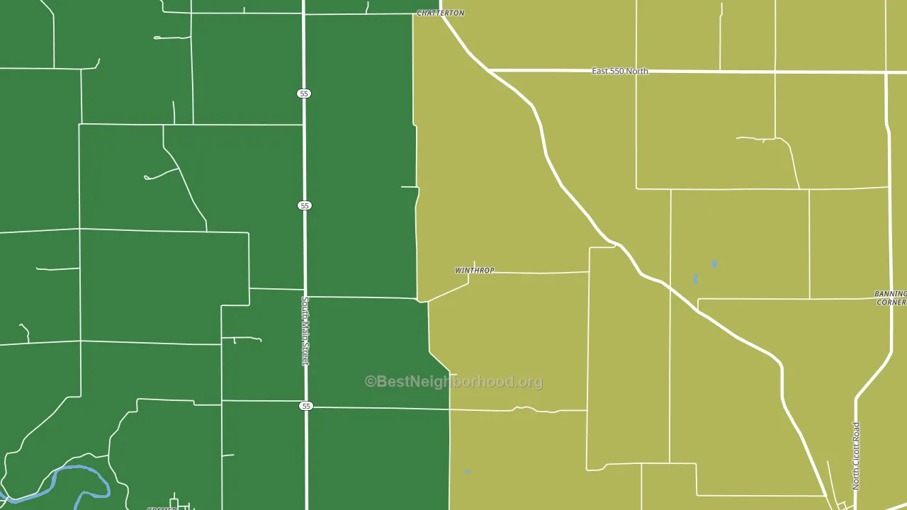 Winthrop, IN block-group voter-turnout map