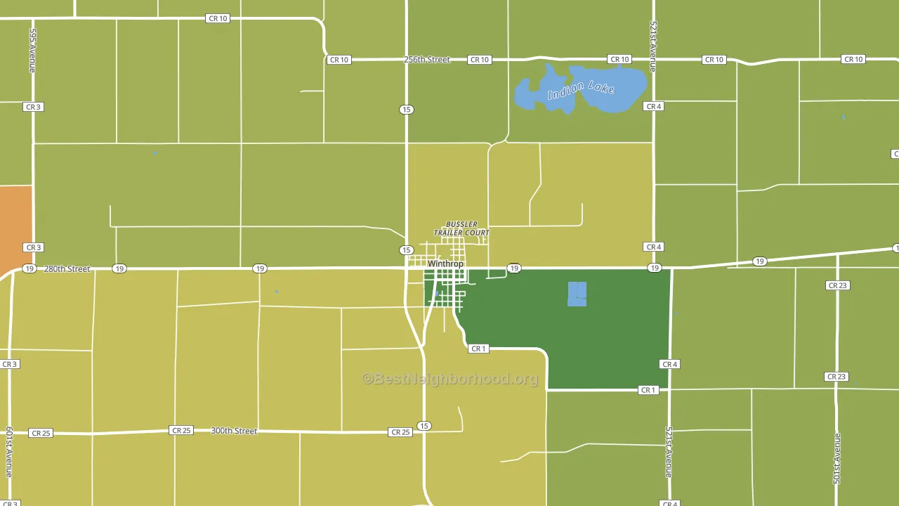 Winthrop, MN block-group voter-turnout map