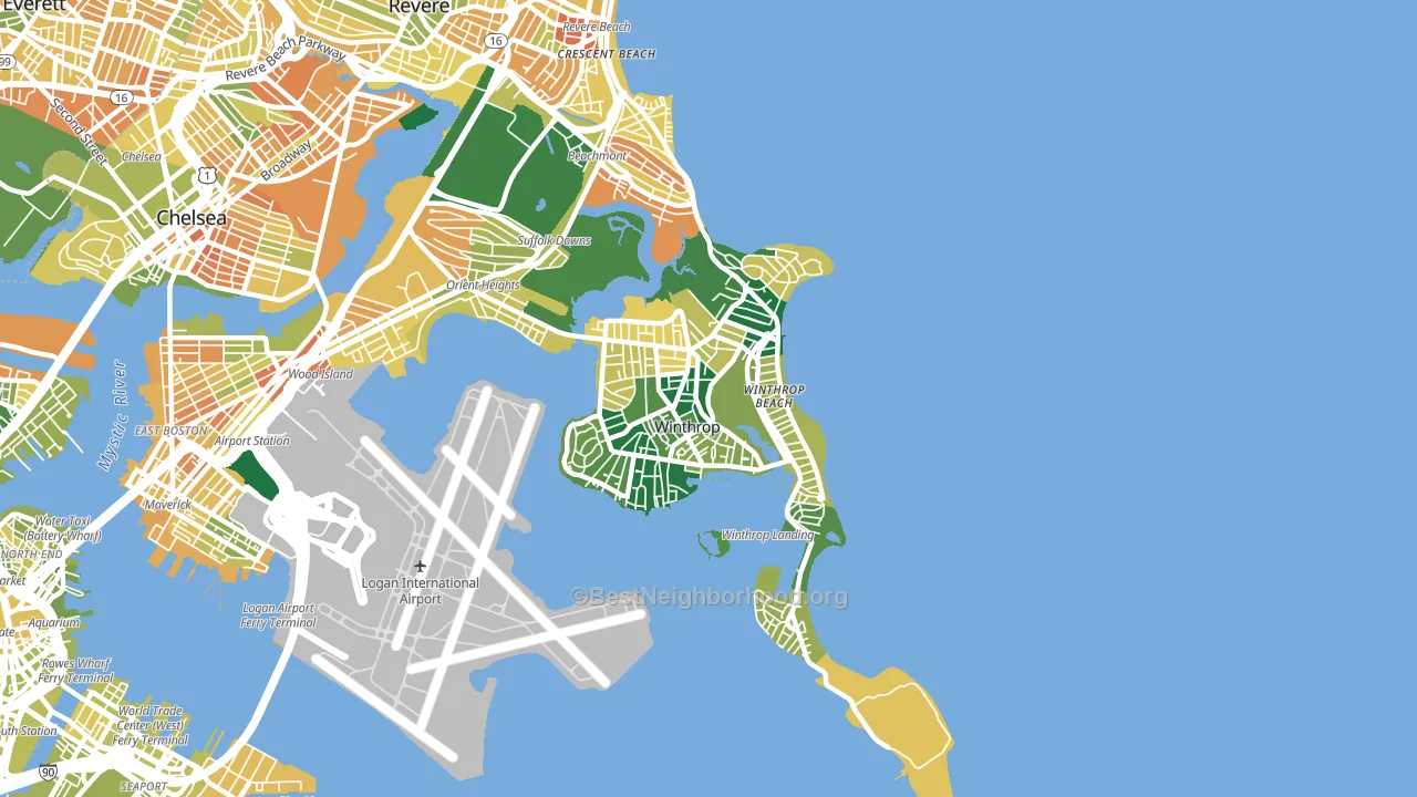 Winthrop Town, MA block-group voter-turnout map