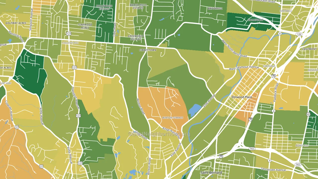 Winton Hills, Cincinnati, OH block-group voter-turnout map