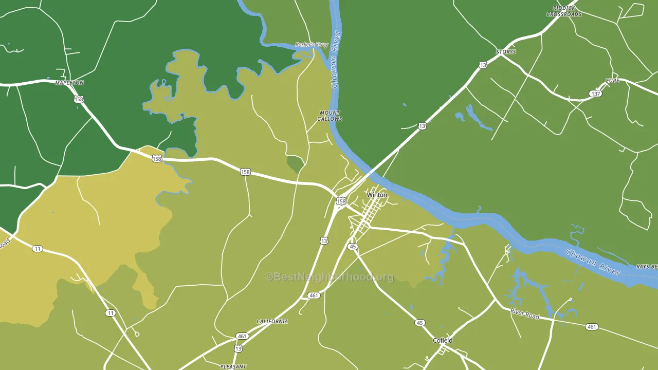 Winton, NC block-group voter-turnout map