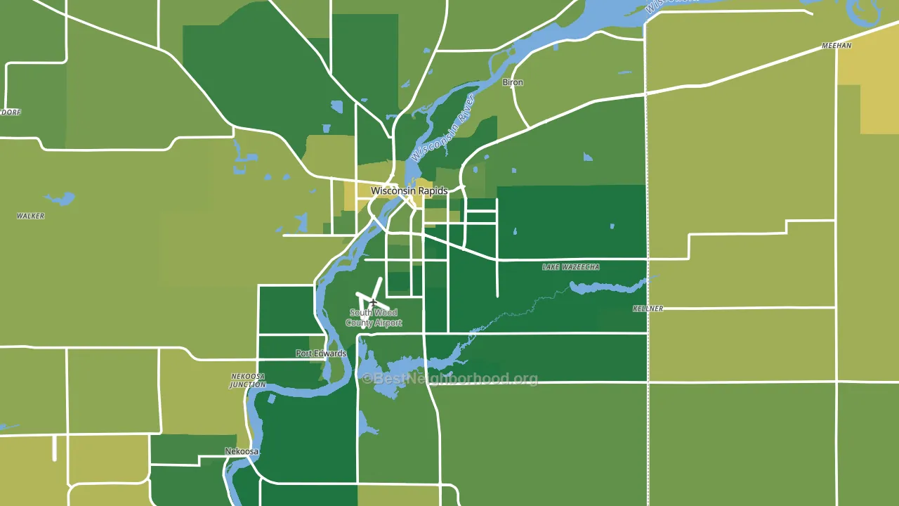 Wisconsin Rapids, WI block-group voter-turnout map