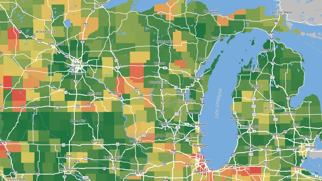 Wisconsin block-group voter-turnout map