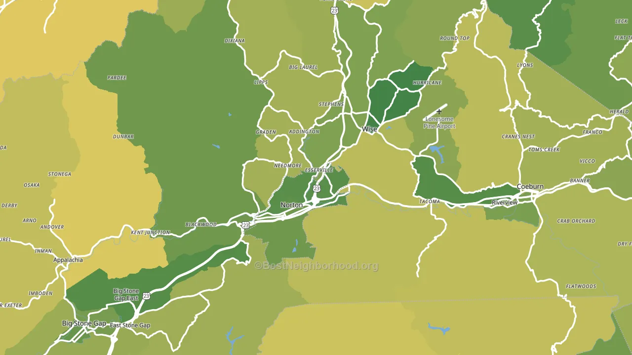 Wise County, VA block-group voter-turnout map