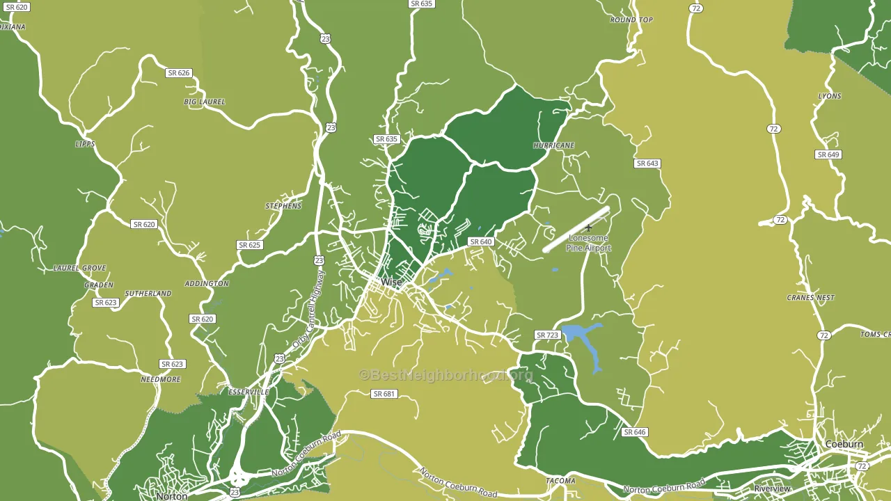 Wise, VA block-group voter-turnout map