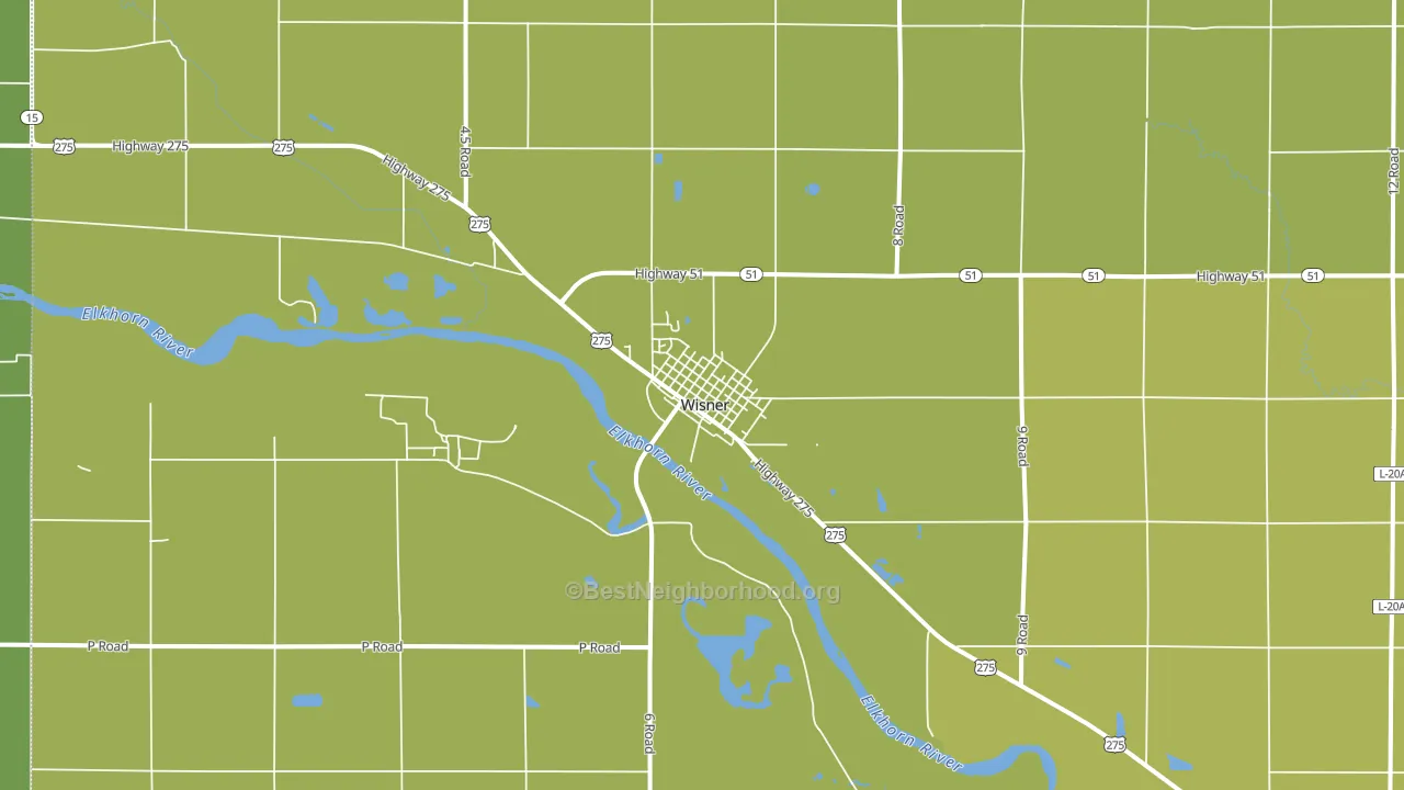 Wisner, NE block-group voter-turnout map