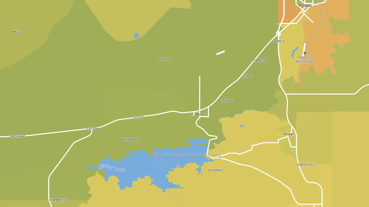 Wister, OK block-group voter-turnout map