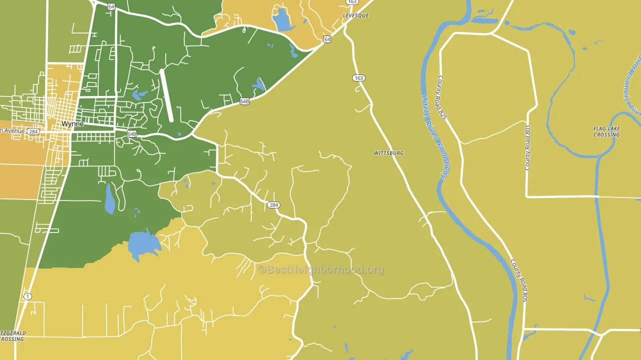 Wittsburg, AR block-group voter-turnout map