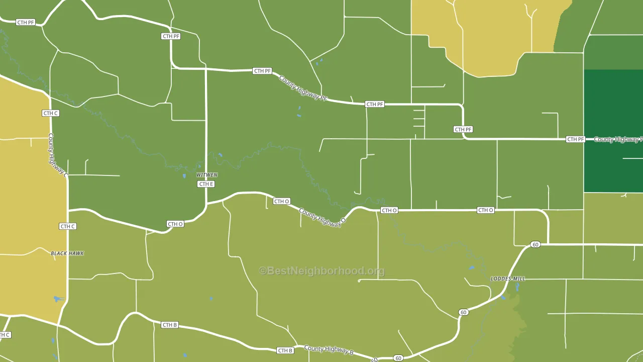Witwen, WI block-group voter-turnout map
