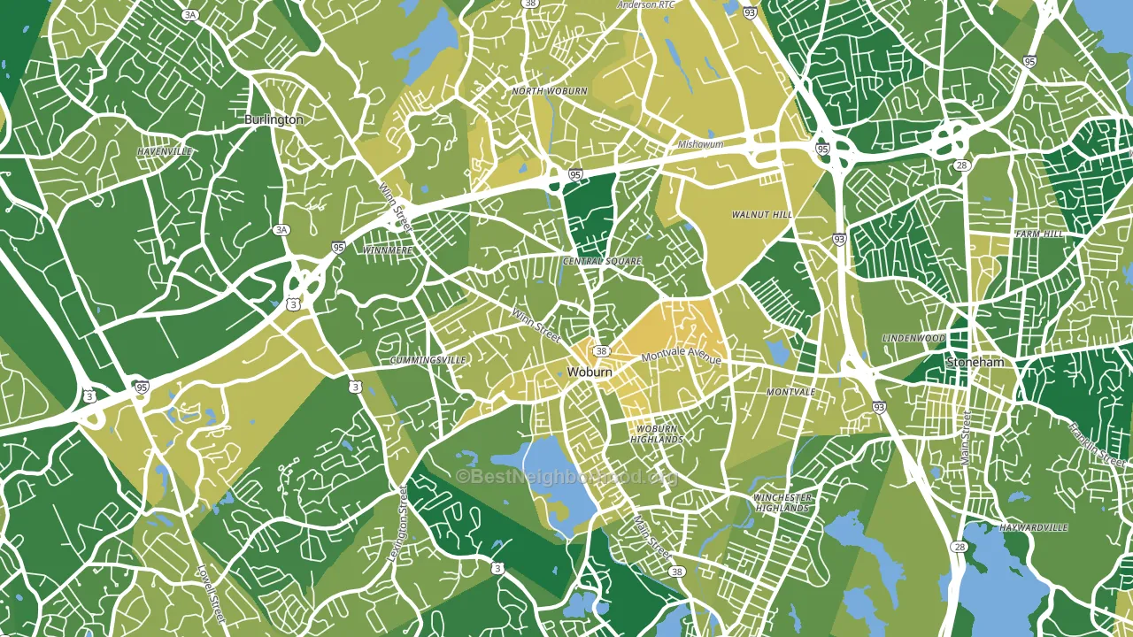 Woburn, MA block-group voter-turnout map