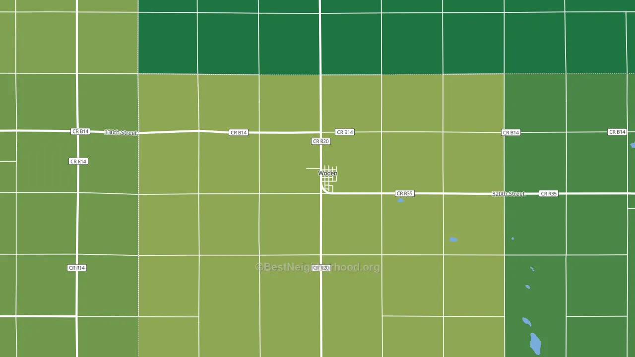 Woden, IA block-group voter-turnout map