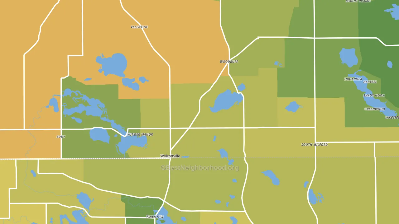 Wolcottville, IN block-group voter-turnout map