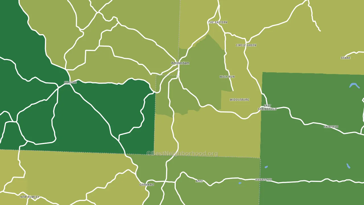 Wolf Run, OH block-group voter-turnout map