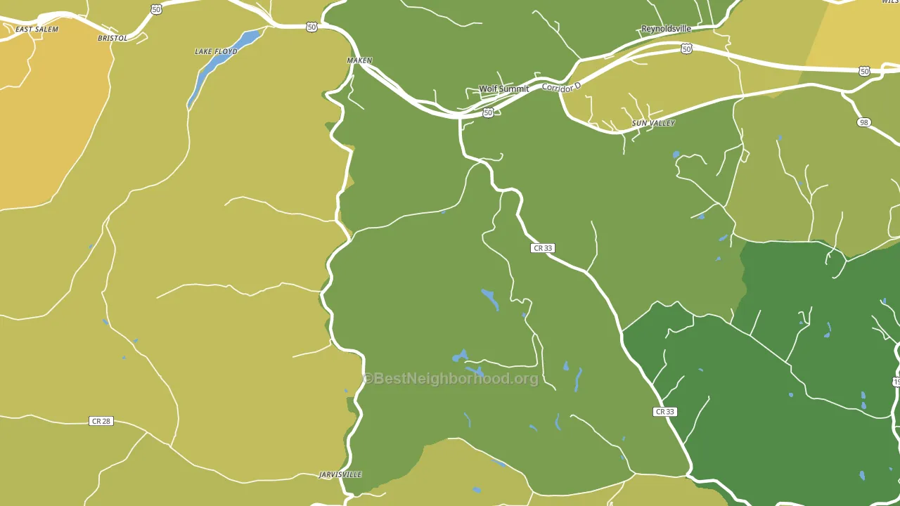Wolf Summit, WV block-group voter-turnout map