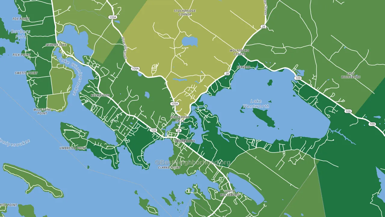 Wolfeboro, NH block-group voter-turnout map