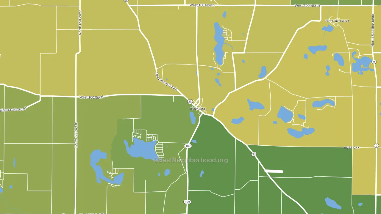 Wolflake, IN block-group voter-turnout map