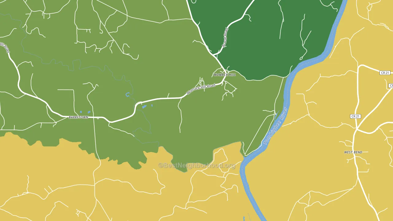 Womack Hill, AL block-group voter-turnout map