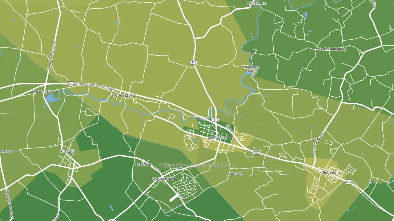 Womelsdorf, PA block-group voter-turnout map