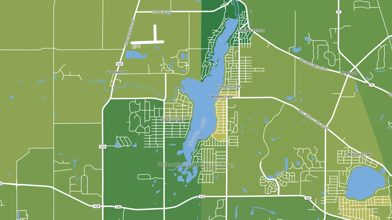 Wonder Lake, IL block-group voter-turnout map