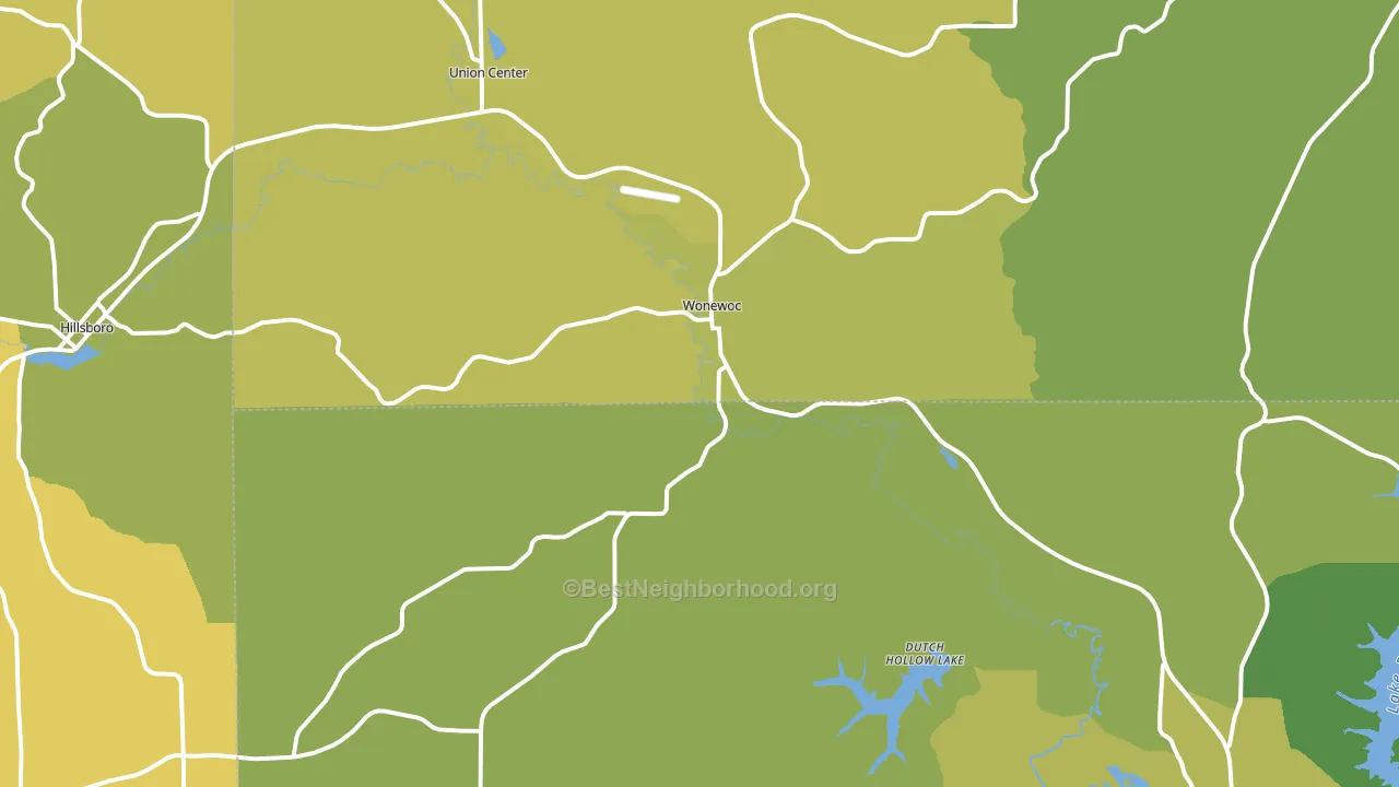 Wonewoc, WI block-group voter-turnout map