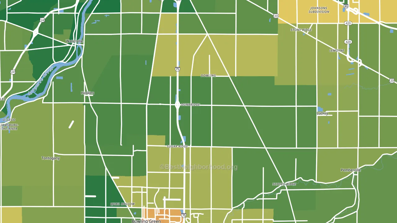Wood County, OH block-group voter-turnout map