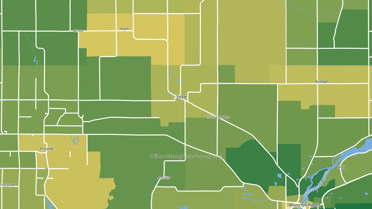 Wood County, WI block-group voter-turnout map
