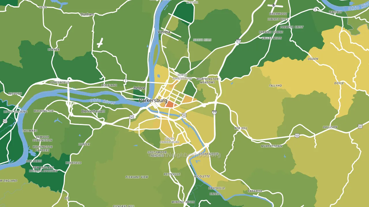 Wood County, WV block-group voter-turnout map