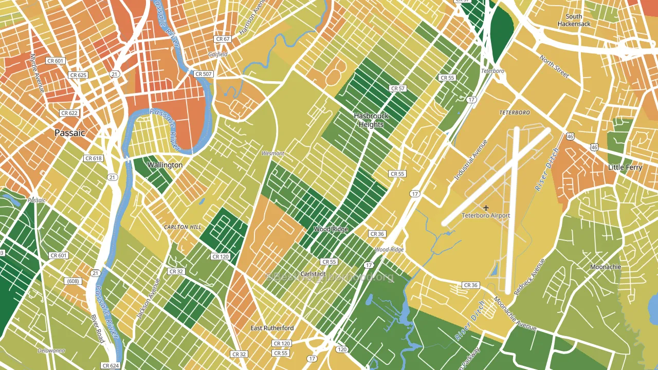 Wood-Ridge, NJ block-group voter-turnout map