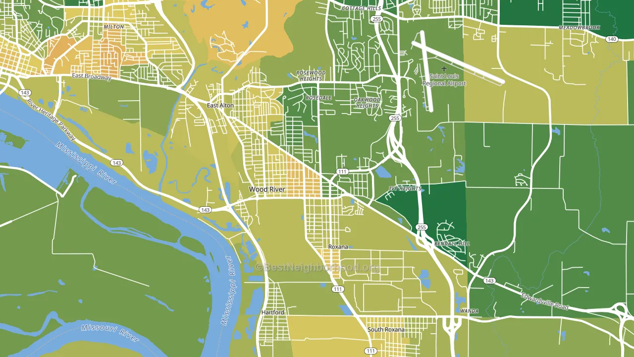 Wood River, IL block-group voter-turnout map