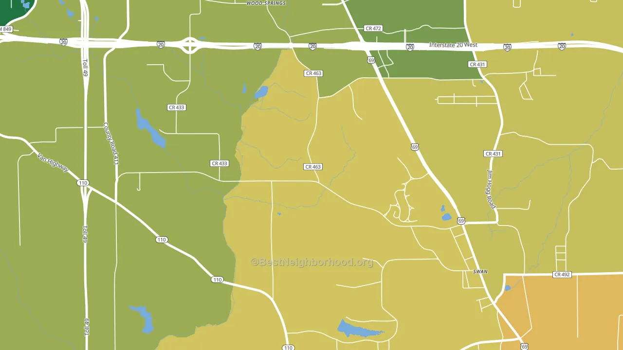 Wood Springs, TX block-group voter-turnout map